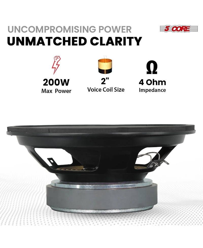 5 Core Car Subwoofer 2Pieces 10inch 3000W Pro Audio Deep Bass Component Sub Woofer 4Ohm Replacement Speaker