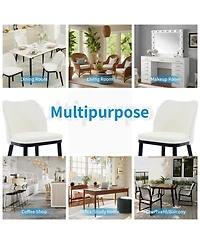 gaomon Set of 2 Upholstered Fabric Dining Side Chairs, Padded Seat with Solid Wood Legs for Dining Table