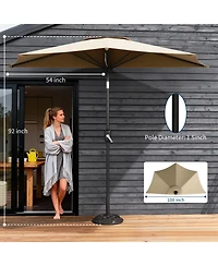 gaomon 9 Ft Half Patio Umbrella Outdoor - Smooth Crank Lift Sun Shade Canopy For Backyard, Garden, Deck, Balcony, Durable Weather-Resistant Fabric