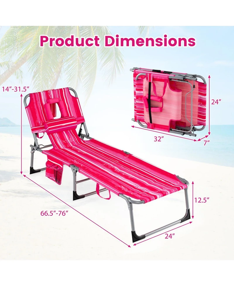 Gouun Tanning Chair with Face and Arm Holes Folding Outdoor Sunbathing Chair