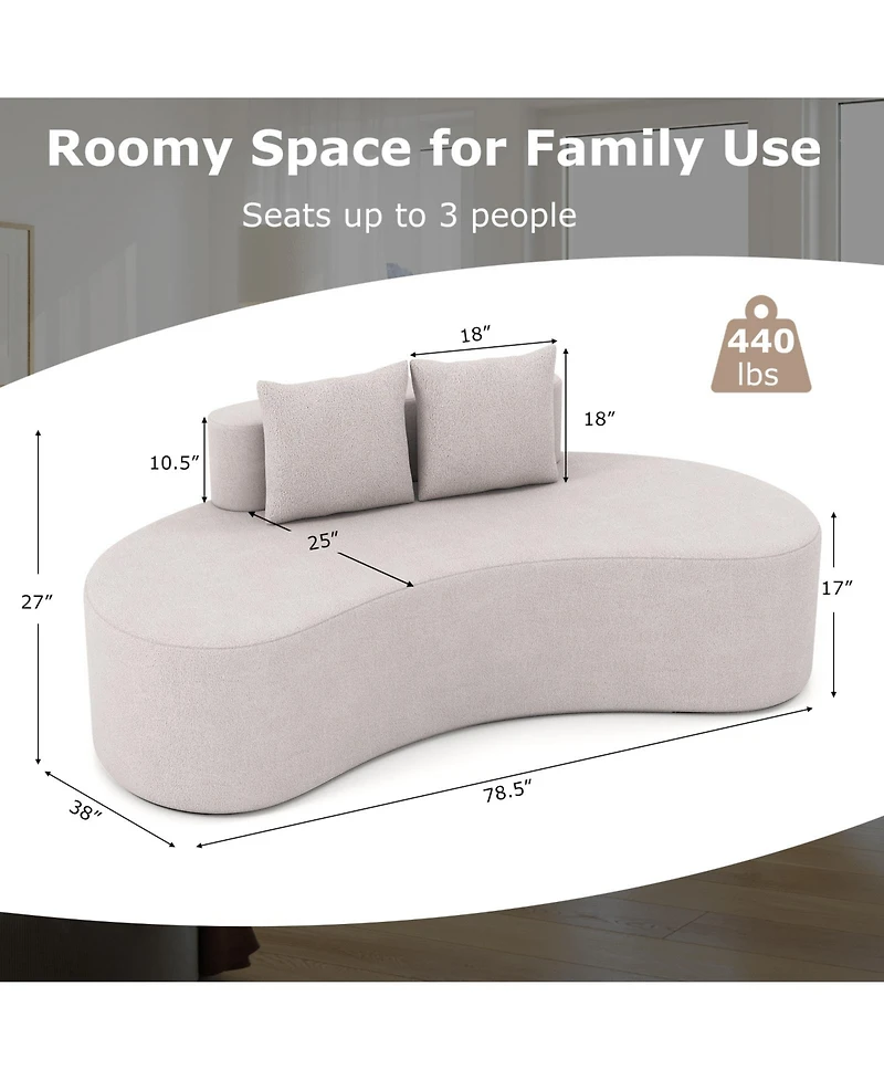 Slickblue Comfortable Curved Sofa with Plush Upholstery and 2 Throw Pillows