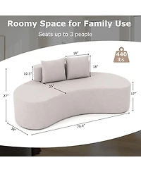 Slickblue Comfortable Curved Sofa with Plush Upholstery and 2 Throw Pillows