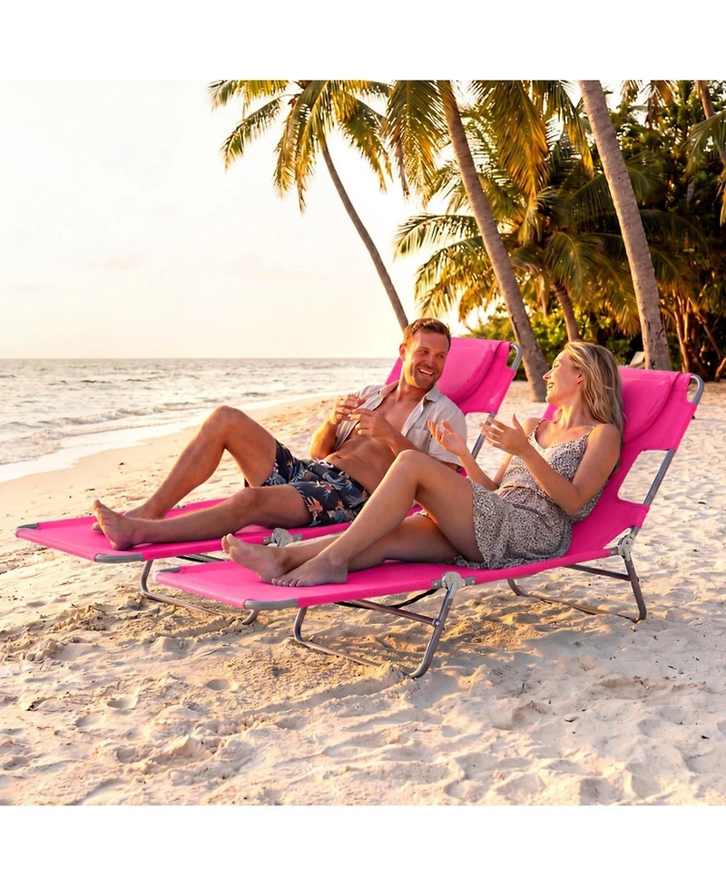 Gouun Lightweight Folding Beach Lounge Chair with Multi-Position Adjustable Back