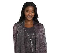 R & M Richards 3-Pc. Metallic Jacket, Necklace Top Pants Set