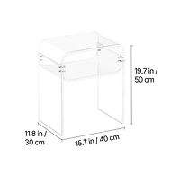 Sugift Acrylic Side Table 2 Tiers Clear Bedside Table with Storage Shelf