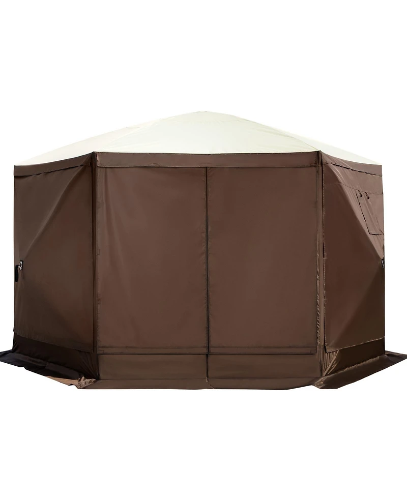 Vevor Pop-up Camping Gazebo Camping Canopy Shelter 6 Sided Sun Shade