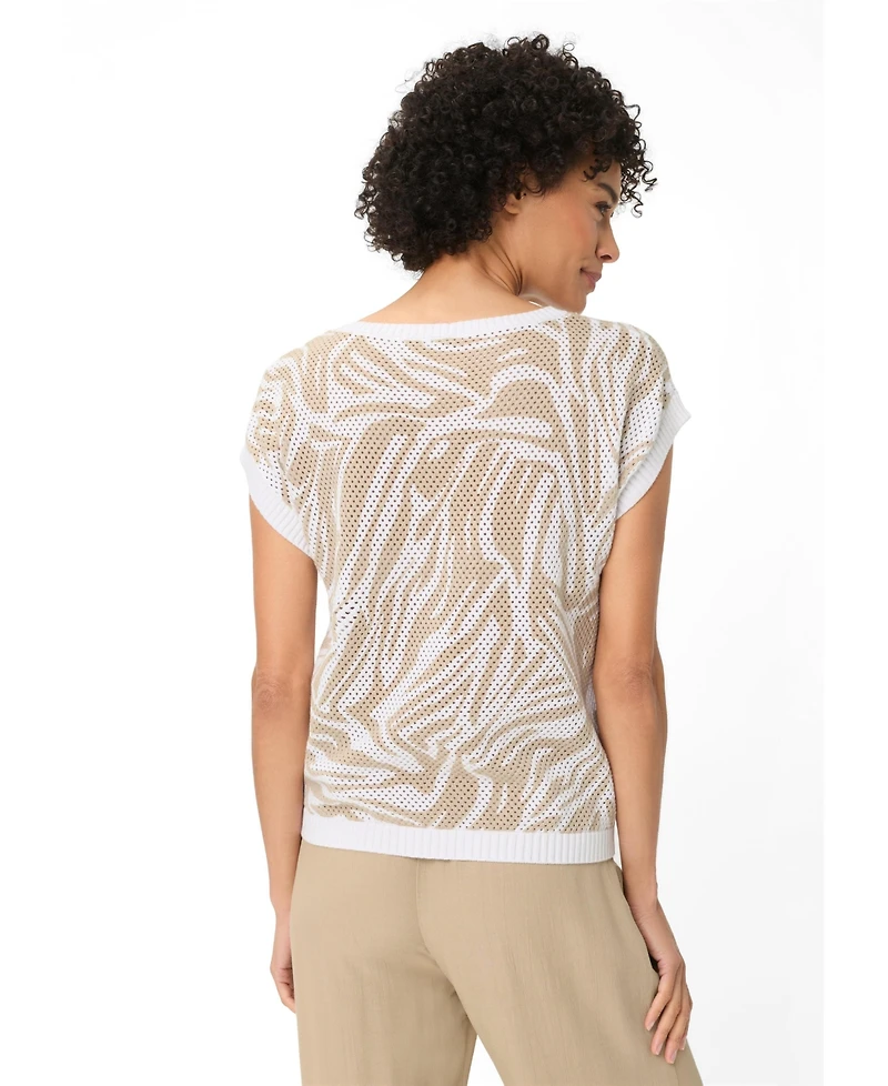 Olsen Women's Ajour Knit Neo Zebra Sweater