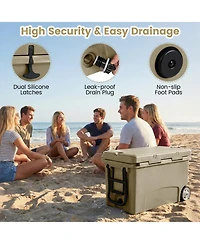 Gouun 75 Quart Portable Hard Cooler with 6 Day Ice Retention Wheels and Cup Holders