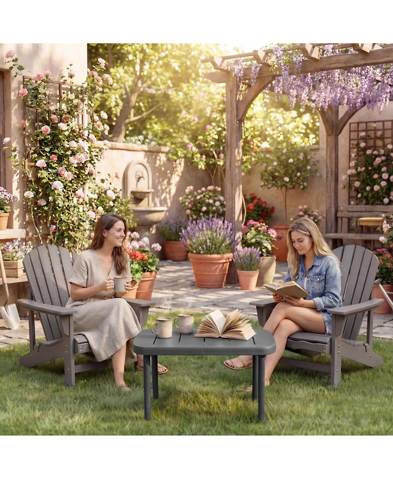 Gouun Rectangular Outdoor Patio Storage Side Coffee Table with Aluminum Alloy Rods