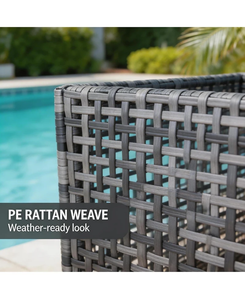 gaomon Poolside Rattan Storage Organizer, Pool Float Storage With Mesh Rolling For Pool Noodles, Floats, Balls, And Equipment, Outdoor Storage Bin