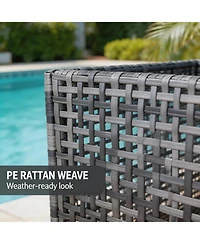 gaomon Poolside Rattan Storage Organizer, Pool Float Storage With Mesh Rolling For Pool Noodles, Floats, Balls, And Equipment, Outdoor Storage Bin