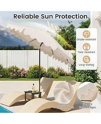 Gouun 9 Feet Outdoor Patio Umbrella with Solar Led Lights and Weighted Base