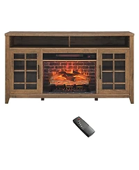 Clihome 55 Inch Tv Media Stand with Electric Fireplace Kd Inserts Heater, Entertainment Center