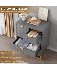 gaomon 5 Drawer Dresser for Bedroom, Chest of Drawers with Metal Base, Modern Cabinet Organizer Living Room, Hallway