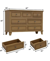 gaomon Dresser, 7 Drawer Dresser for Bedroom, 47" W Chest of Drawers with Deep Drawers, Closet Dressers with Metal Handle, Thickened Desktop