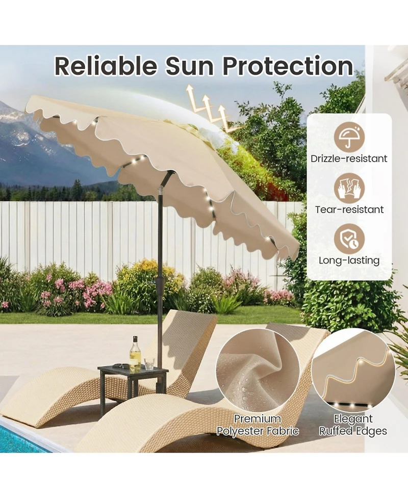 Sugift 9 Ft Patio Umbrella with Solar Led Lights and Weighted Base