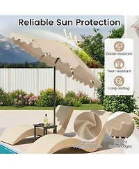 Sugift 9 Ft Patio Umbrella with Solar Led Lights and Weighted Base