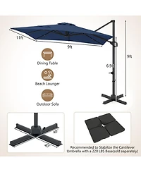 Sugift 11 x 9 Feet Cantilever Patio Umbrella with 360 Rotation and Easy Tilt Adjustment
