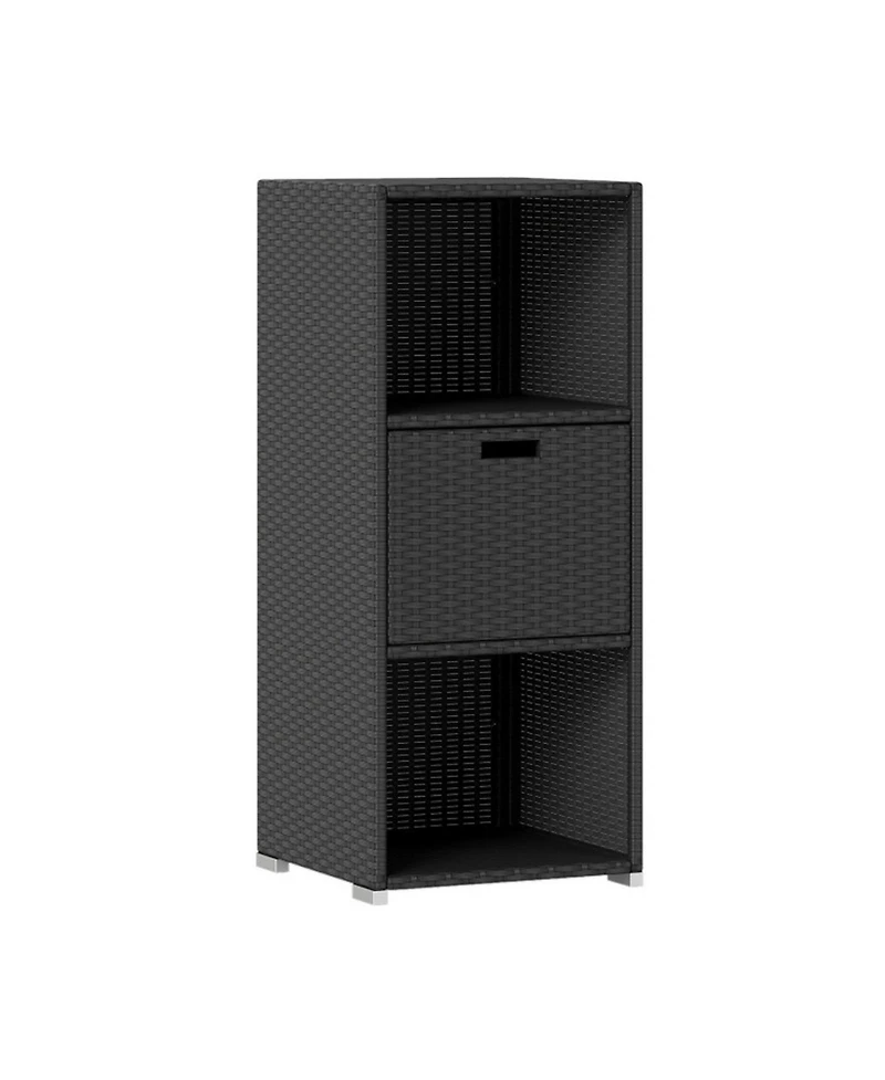 Gouun Outdoor Storage Cabinet with Pe Rattan Organizer 3 Shelves and Removable Drawer