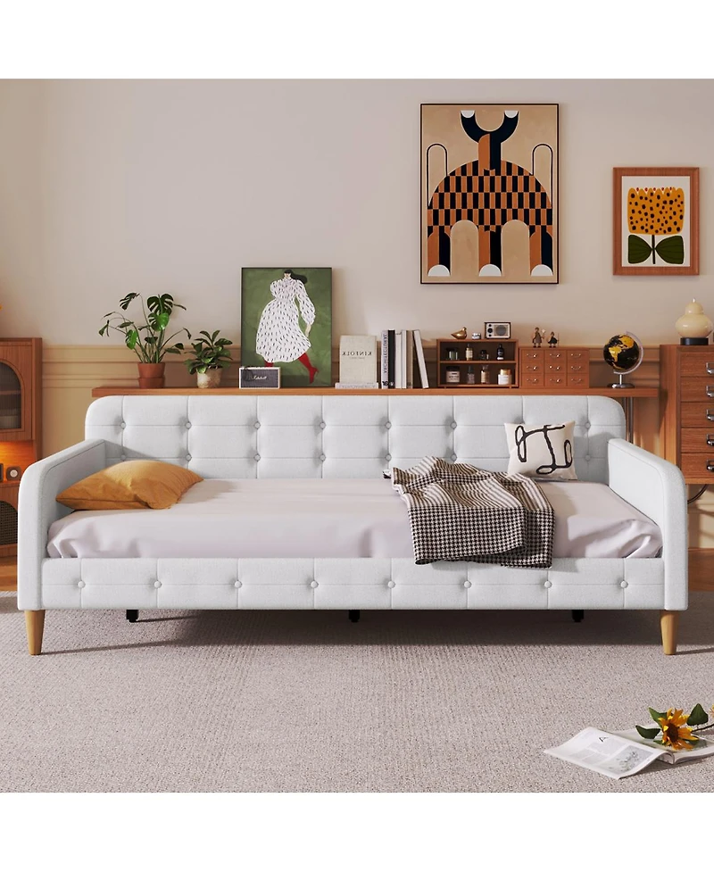 Streamdale Furniture Twin Size Upholstered Daybed with 4 Support Legs