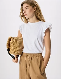 Whistles Women's Frill Sleeve Broderie Top