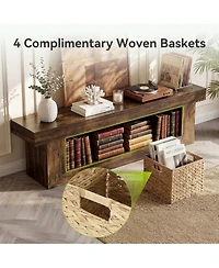 Tribesigns 63" Tv Stand with Storage Baskets, 2-Tier Entertainment Center for 55/60/65 Inches TVs, Farmhouse Wooden Media Console
