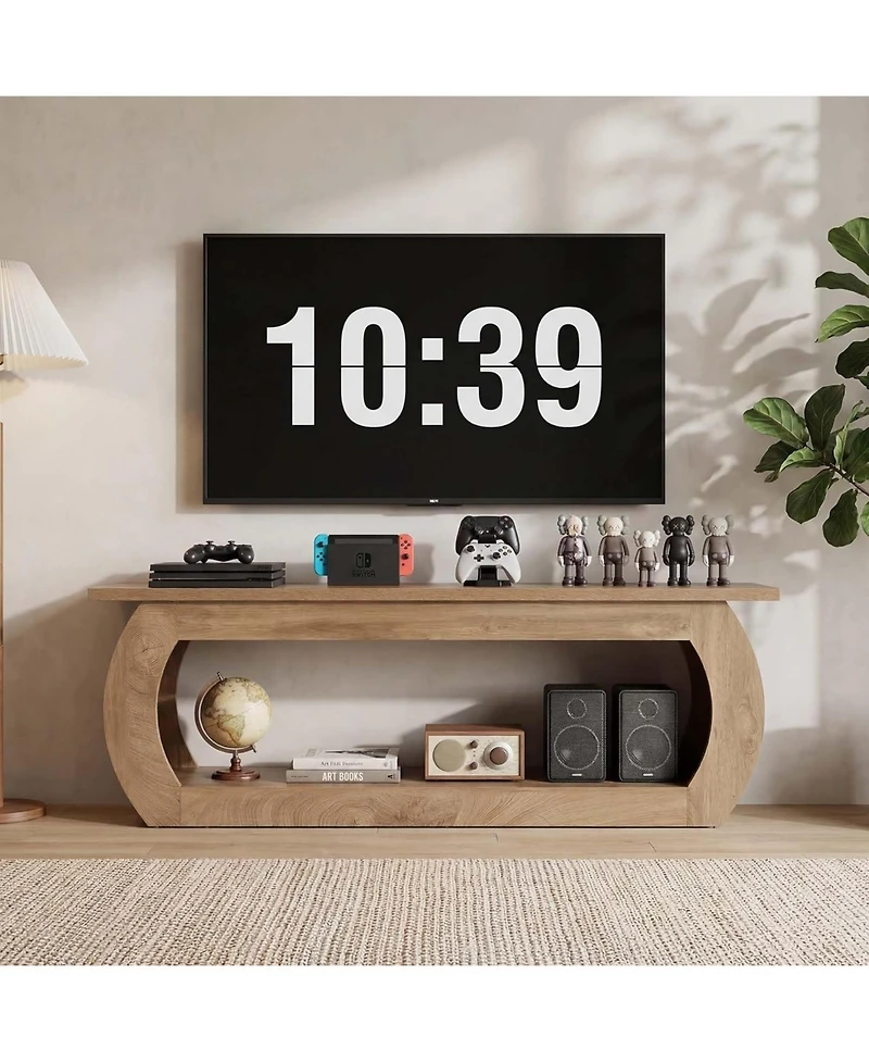 Tribesigns Tv Stand for 65 Inches, Wooden Entertainment Center with Storage, Farmhouse Media Tv Console Table