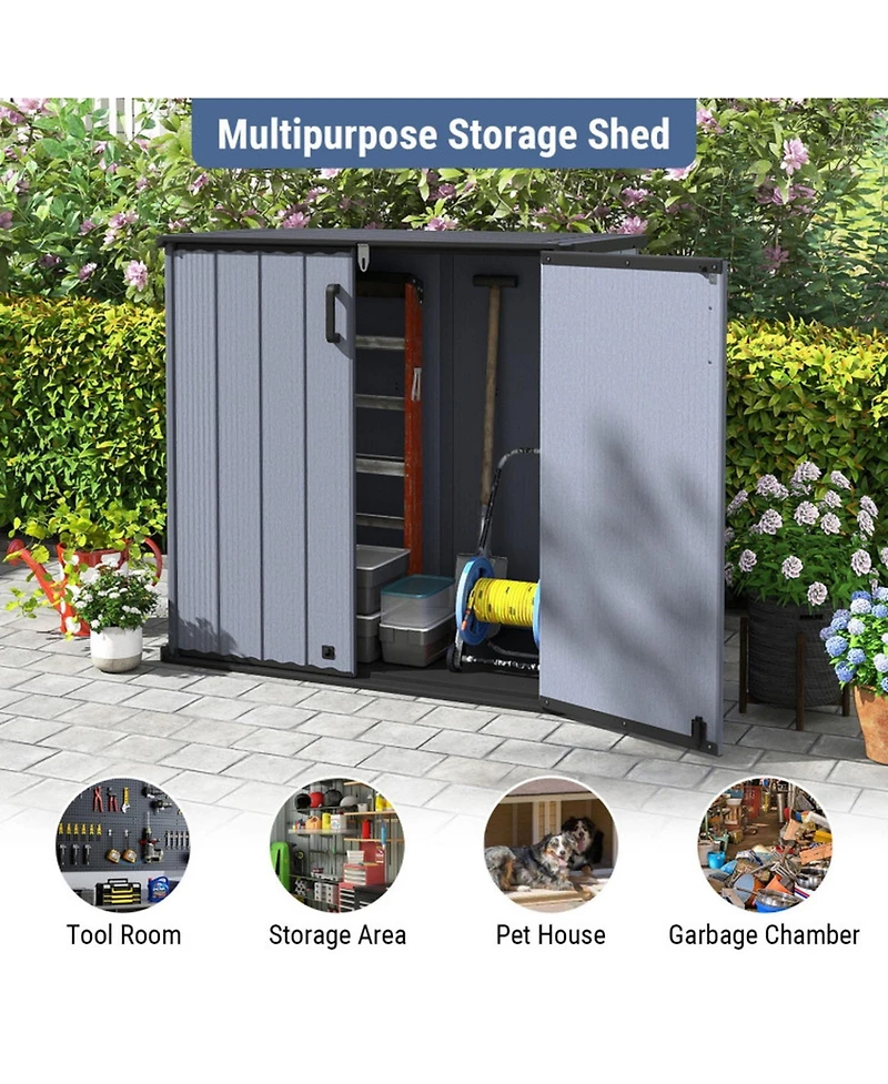 Gouun Outdoor Storage Shed All-Weather Box with Lockable Door Build