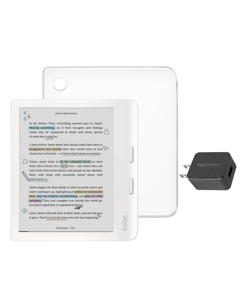 Kobo Libra eReader with Clear Case and Ac Bundle