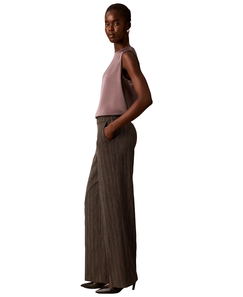 Calvin Klein Petite High-Rise Wide-Leg Trousers