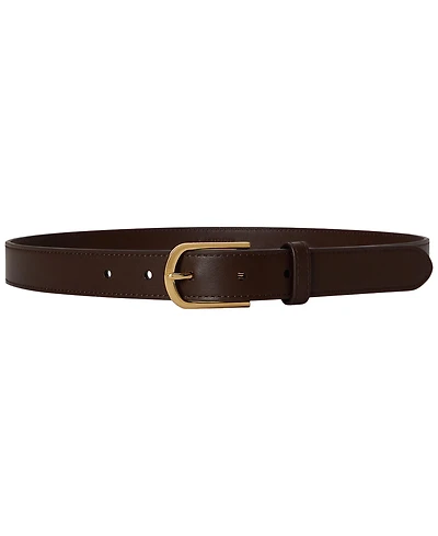 Lauren Ralph Rounded Buckle Leather Skinny Belt