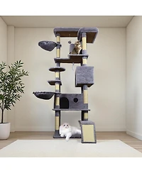 Streamdale 84.6'' Dark Gray Cat Tree Tower with Condos Scratching Posts and Hammocks
