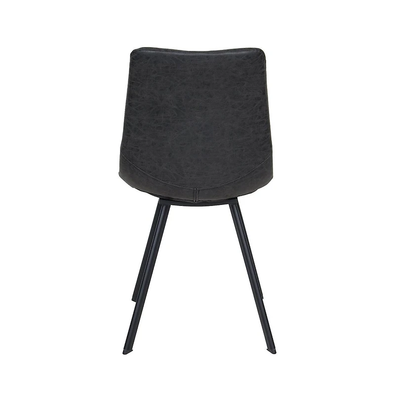 LeisureMod Markley Modern Leather Dining Chair With Metal Legs Set of 2