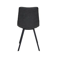 LeisureMod Markley Modern Leather Dining Chair With Metal Legs Set of 2