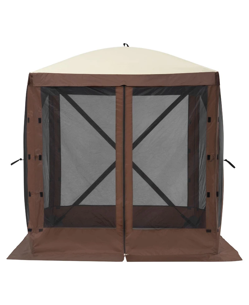 Vevor Pop Up Gazebo Tent Pop-Up Screen Tent 4 Sided Canopy Sun Shelter Brown