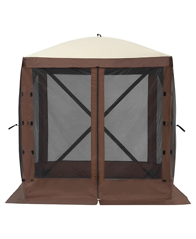 Vevor Pop Up Gazebo Tent Pop-Up Screen Tent 4 Sided Canopy Sun Shelter Brown
