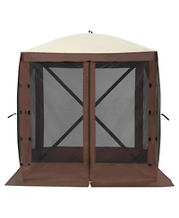 Vevor Pop Up Gazebo Tent Pop-Up Screen Tent 4 Sided Canopy Sun Shelter Brown