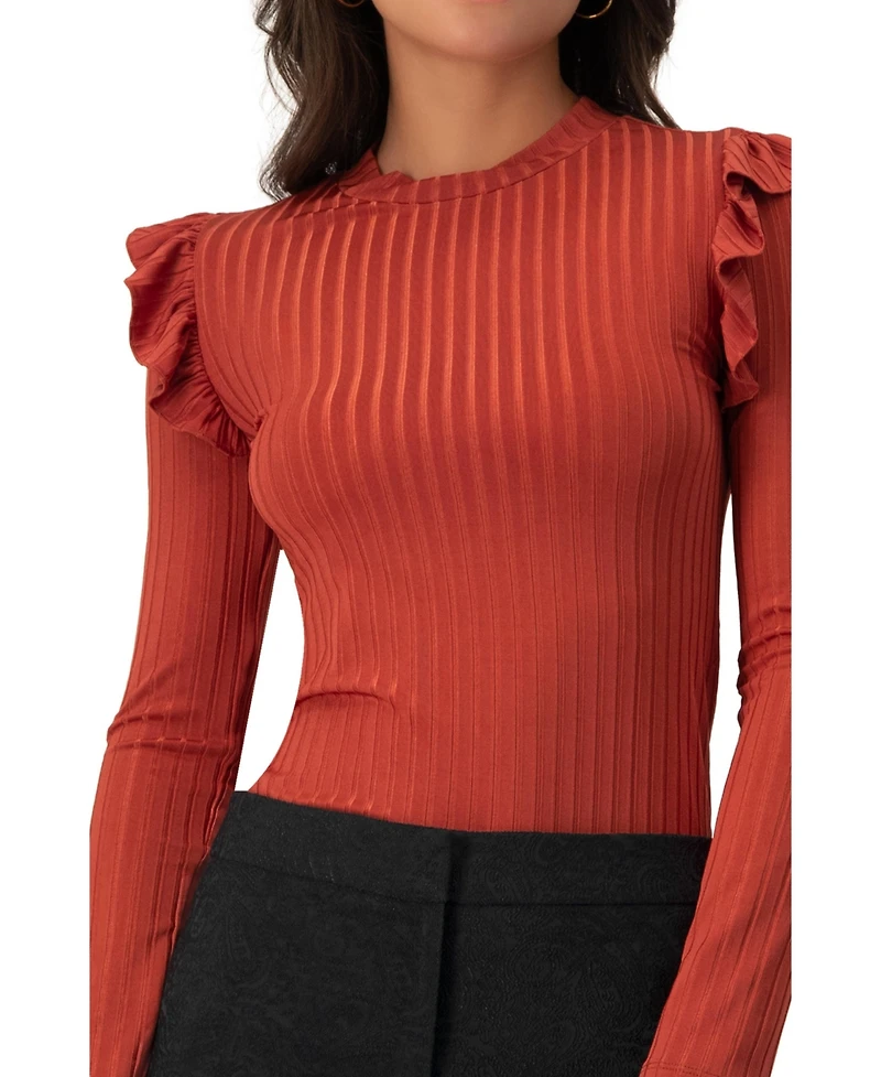 Ivonne Women's Long Sleeve Ruffled Blouse