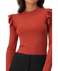 Ivonne Women's Long Sleeve Ruffled Blouse