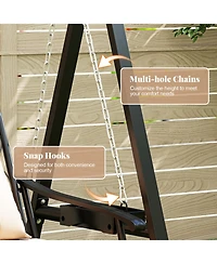 Sugift Metal Frame Porch Swing with Removable Cushions and Side Tables