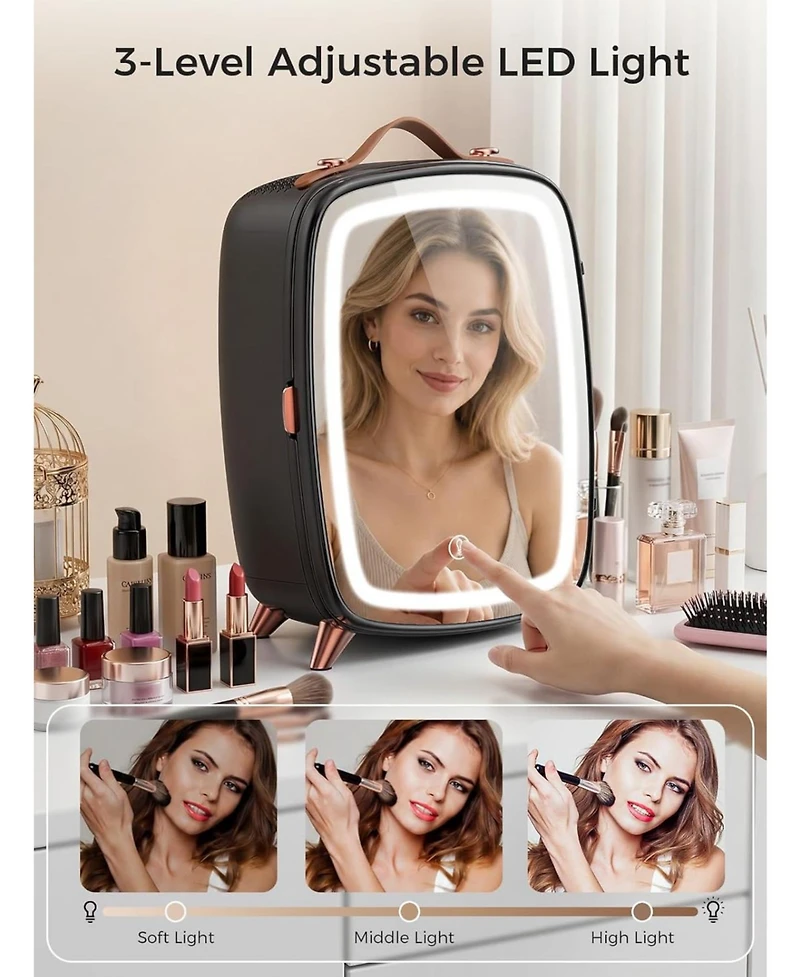 Cowsar 6L Mini Fridge with Led Mirror for Cosmetics