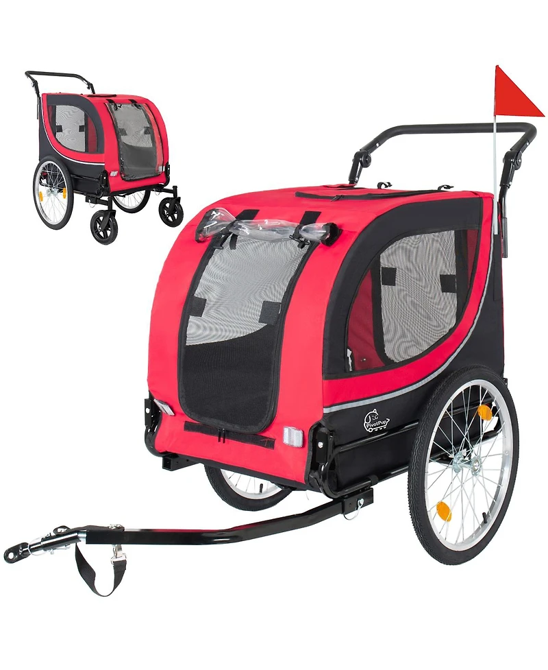 Streamdale Furniture 2-in-1 Foldable Pet Bike Trailer and Stroller for Dogs up to 100lbs