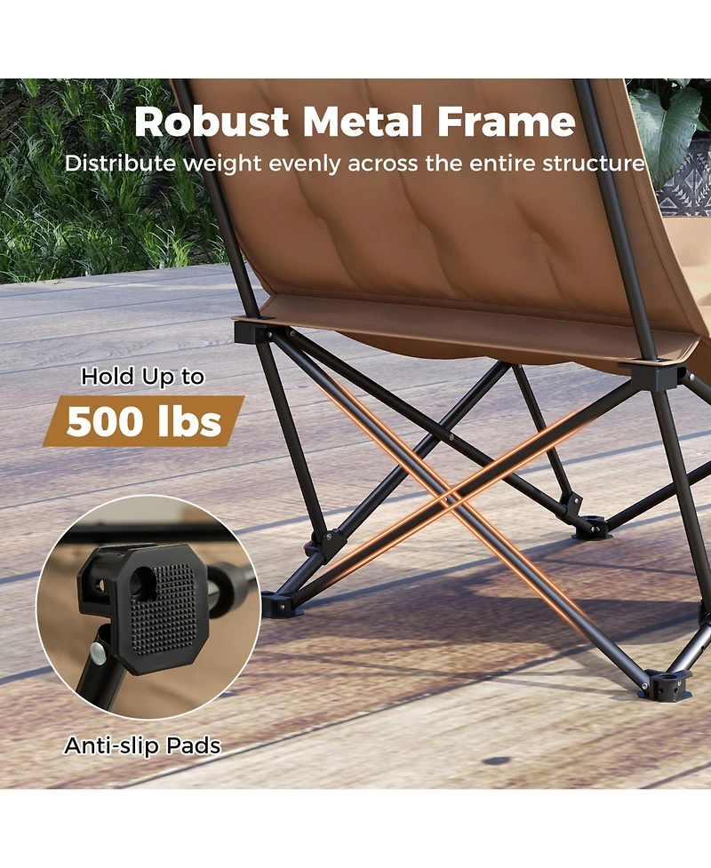 Mecale Adult Folding Camping Chair with Adjustable Backrest, 500-lb Capacity