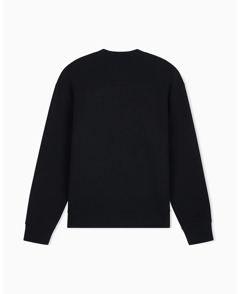 A|X Armani Exchange Men's Black And Gold Bonded Cotton Crewneck Sweatshirt