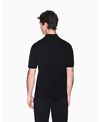 A|X Armani Exchange Men's Black And Gold Short Sleeves Pique Polo Shirt