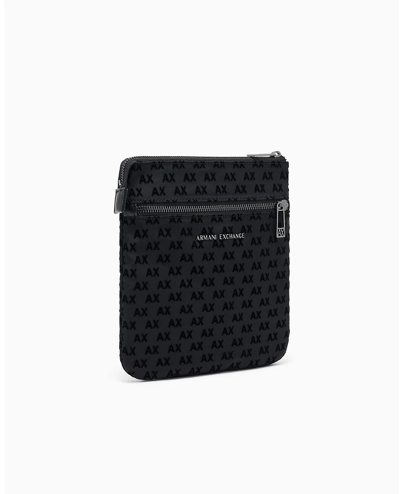 A|X Armani Exchange Men's Flocked Flat Crossbody