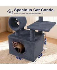 Gymax 48'' Tall Cat Tree With Large Condo Padded Top Perch Jute Scratching Post Tunnel