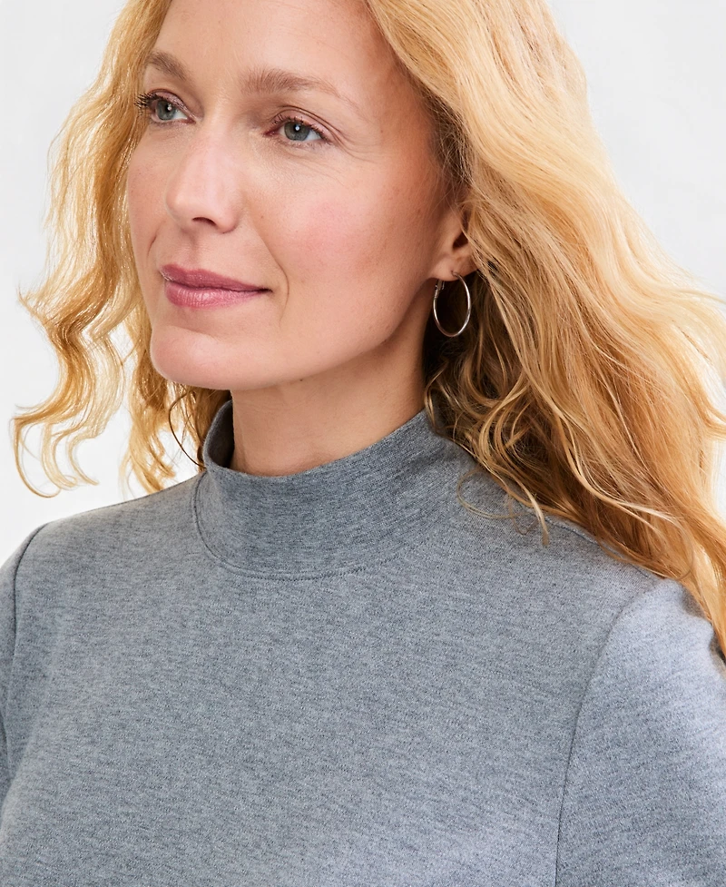 Style & Co Petite Mock-Neck Cotton Long-Sleeve T-Shirt, Created for Macy's