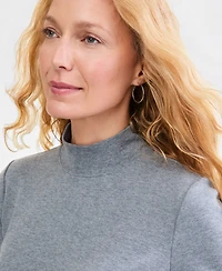 Style & Co Petite Mock-Neck Cotton Long-Sleeve T-Shirt, Created for Macy's