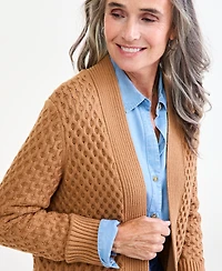 Style & Co Petite Honeycomb-Knit Open-Front Long Cardigan, Macy's Exclusive